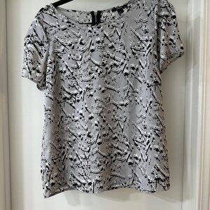 Forever 21 Black & White Paint Splatter Shirt with Zipper Back, Size M